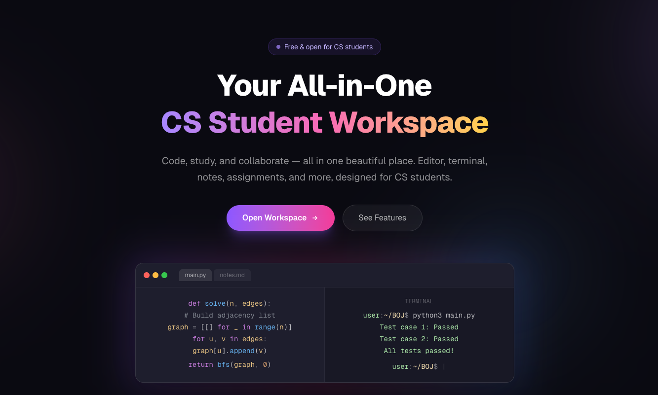 CS UniVerse Platform Screenshot